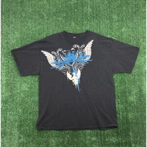 Vintage Y2K Affliction Style Express T-Shirt Mens 2xl Black Blue